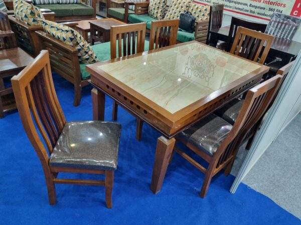 Dining Table Solid Wood Vitrified Tile/MarbleTop - Image 5