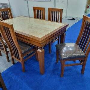 Dining Table Solid Wood Vitrified Tile/MarbleTop