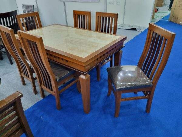 Dining Table Solid Wood Vitrified Tile/MarbleTop