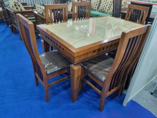 Dining Table Solid Wood Vitrified Tile/MarbleTop - Image 2