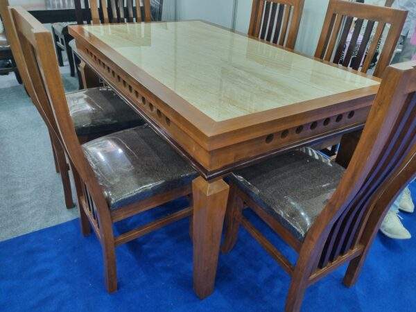 Dining Table Solid Wood Vitrified Tile/MarbleTop - Image 4