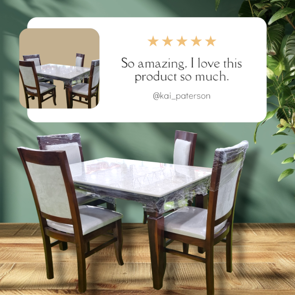 Dining set 4/6 seater Marble Tile Top - Image 2